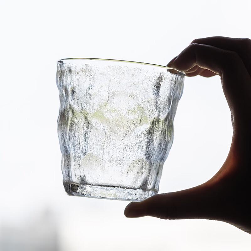 OLOEY Glacier Pattern Frosted Glass Water Cup with Handle