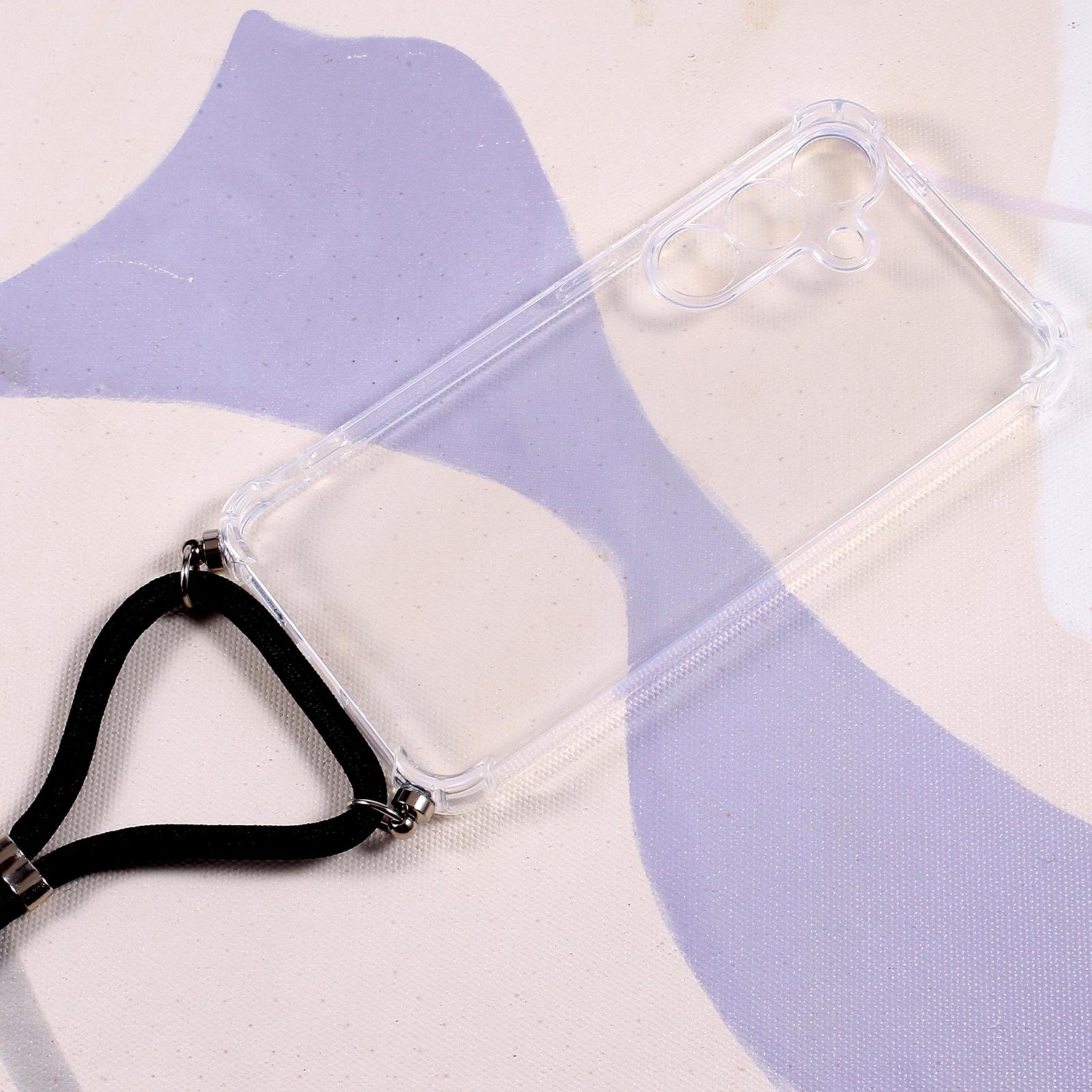 

For Samsung Galaxy S25+ Case Reinforced Corner TPU Clear Phone Cover with Lanyard Style A
