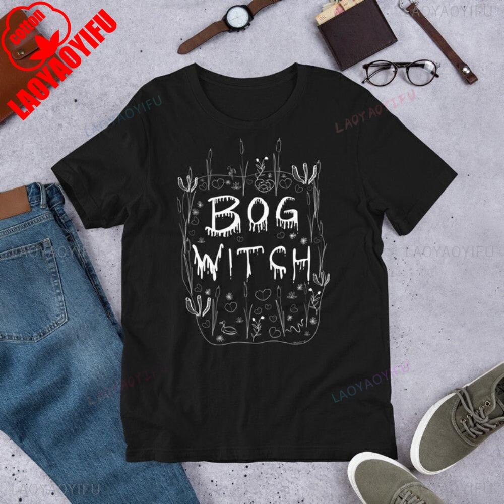 Bog Witch Dark Academia Tshirt Folk Art Witchy Birthday Shirt Gothic Weirdcore Dark Cottagecore Men Women Tops Summer Cotton Tee