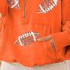 Hooded Sweatshirt for Women Half Zip Oversized Hoodies with Sequin Rugby Print Fall Casual Pullover Tops with Pockets