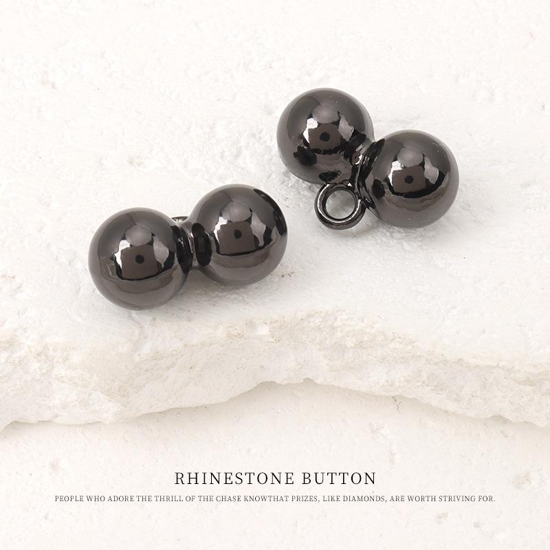 

5pcs Double Ball Round Metal Buttons Vintage Jacket Cardigan Sweater Buttons Cheongsam Hanfu Chinese Button Accessories 15mm gun color