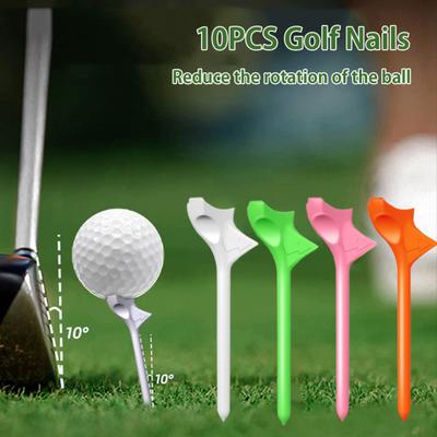 10Pcs Golf Nails Reduce Ball Rotation Friction Durable Plastic Golf Tee Golf Spin Reduction Device Golf Accessories
