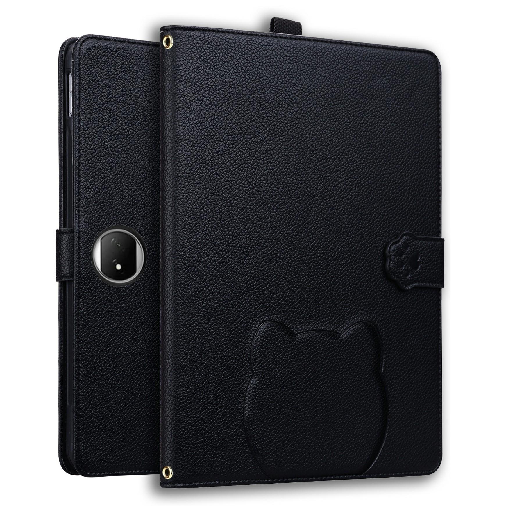 

For Honor MagicPad 2 12.3 Case 3D Effect Cat Pattern Leather Stand Table Cover with Wallet,Stylus Holder Black