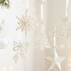 Christmas Bow Ornament Sparkling White Christmas Bell Christmas Star Ornament Festive For Party Decoration Holiday Celebration