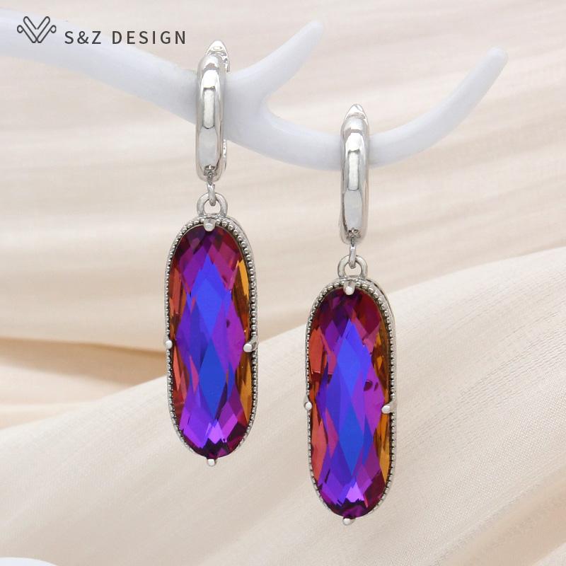 Elegant Vintage Large Egg Shape Crystal Drop Earrings For Women Wedding Luxury Jewelry Rose Gold Color Oval Eardrop