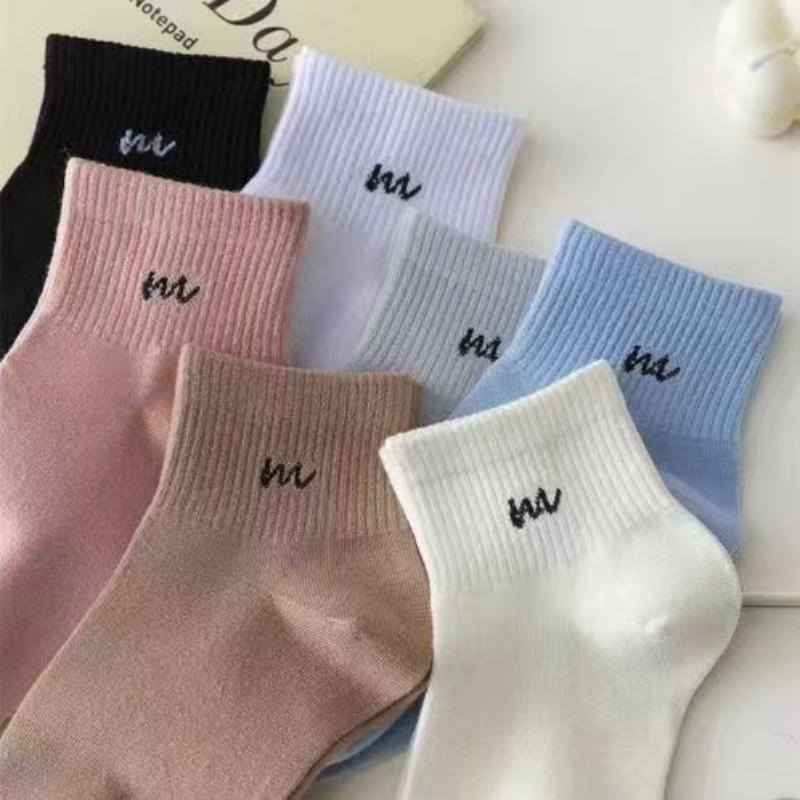 1 Pairs Letter Print Socks Comfy & Breathable Sports Short Socks Women's Stockings & Hosiery Soft & Comfy All-match Short Socks