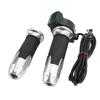 2PCS Electric Bicycle Throttle Handle Speed Control Throttle Grip with Green Digital Display Grain PatternSilver Handle