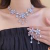 Zircon Water Drop Floral Lockbone Necklace For Special Occasions With Copper Metal And Stylish Look