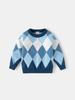 Pull à col rond motif losanges pour garçon - Tricot épais et chaud pour l'automne/l'hiver