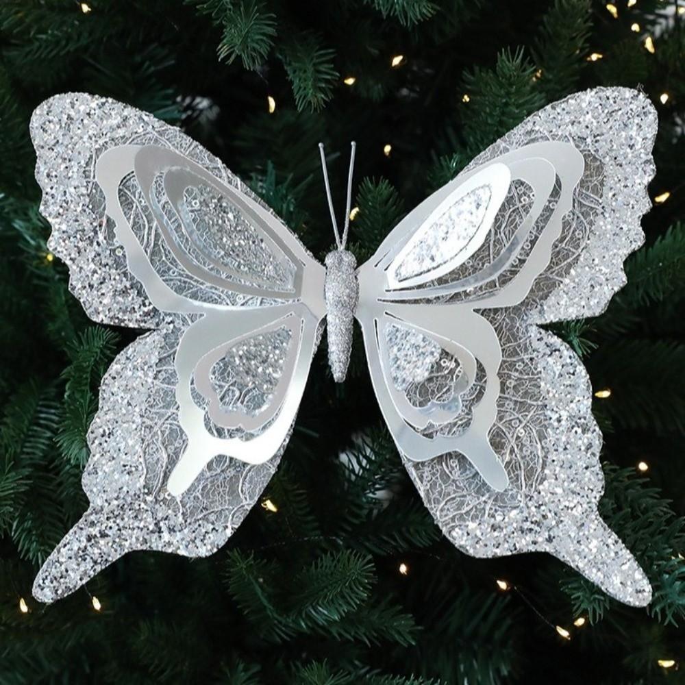 with Clip Christmas Butterfly Pendant Glitter Artificial Butterfly Ornaments  Birthday Party