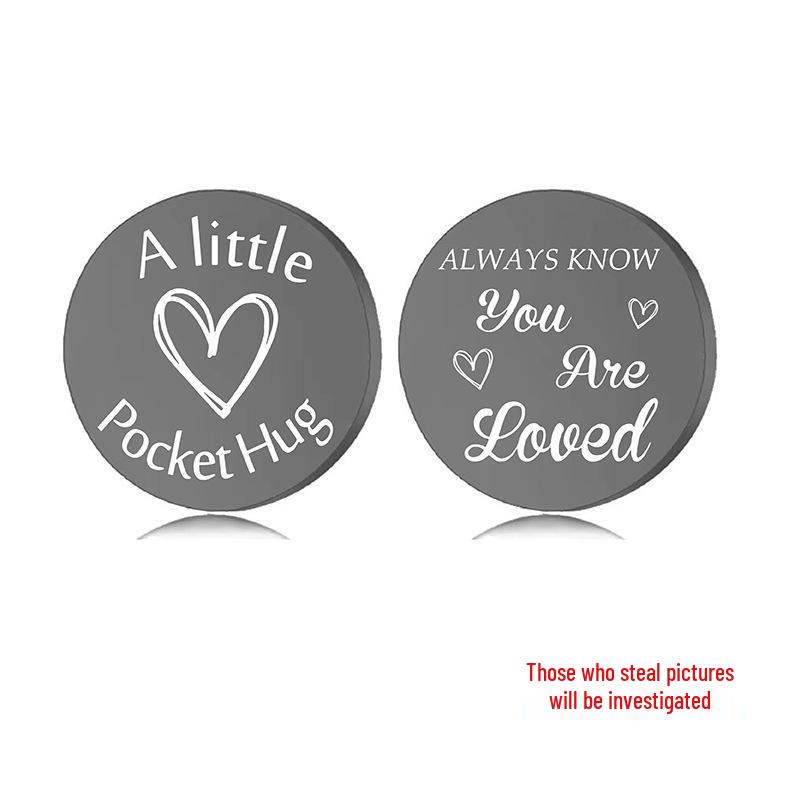 Lucky Charm Motivational Coin: Engravable Stainless Steel Couple & Family Gift Ornament.