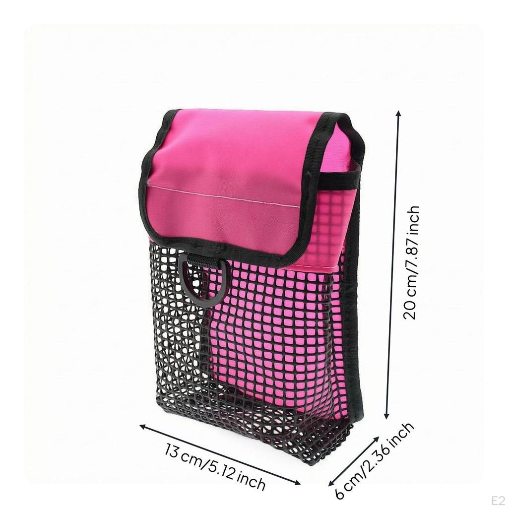Bolsa para Carretel Fecho com Aba Malha Scuba Argola para Pendurar Bolsa de Acessórios de Mergulho para Mergulhadores Fluorescente