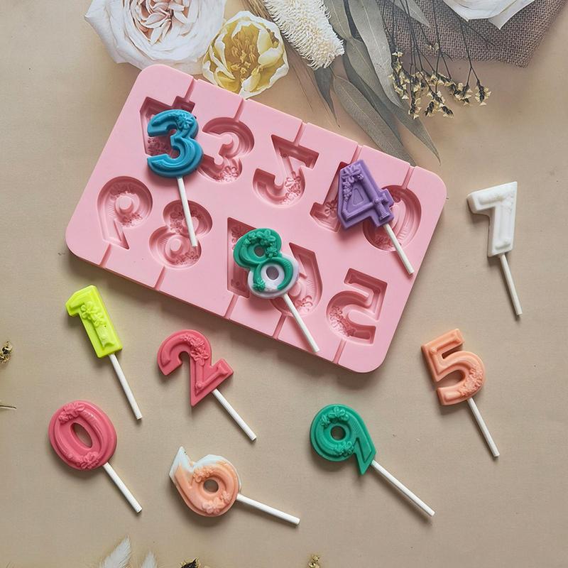 0-9 Numbers 3D Silicone Mold DIY Manual Candy Chocolate Cupcake Topper Decorating Tool For Graduation Celebration Party Supplies