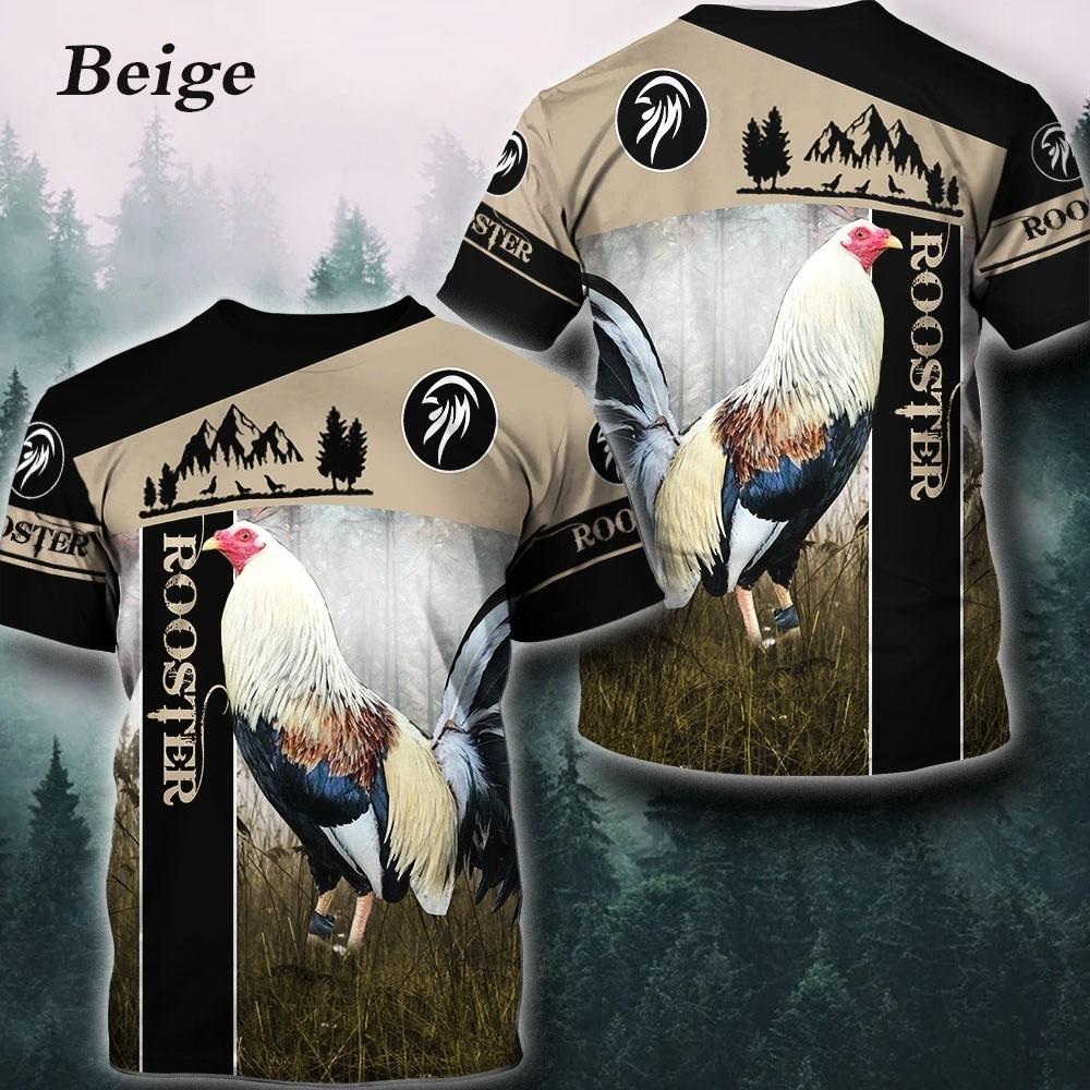 

Fashion rooster printed short sleeved T-shirt Summer men s new personality 3D T-shirt XS