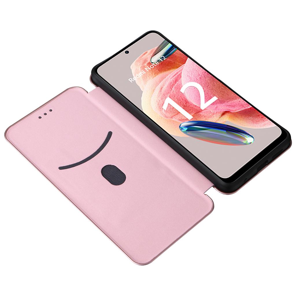 For Xiaomi Redmi Note 12 4G PU Leather Stand Cover Carbon Fiber Texture Phone Case with Card Holder