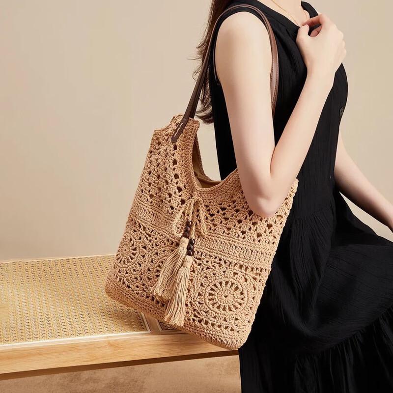 REWELL Sommer Quaste Baumwollstrick Schultertasche