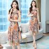 V-neck Floral Print Retro Summer Dress - Elegant Chic Mid-length Style