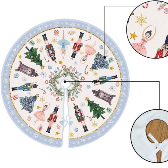 Yousheng Christmas Tree Skirt Soldier Xmas Tree Pattern Decorative Tree Cover Cozy Tree Skirt Christmas Festival Accessory