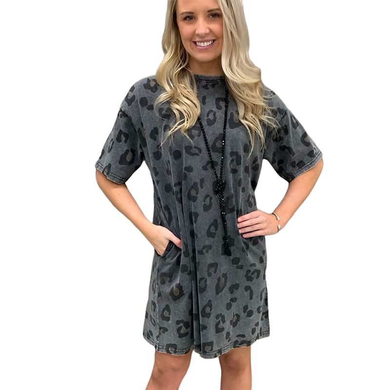 

2024 Summer New Arrival Retro Knee-Length Short Sleeve Dress LC6114296-Grey Size S fit (45.00 kg-55.00 kg