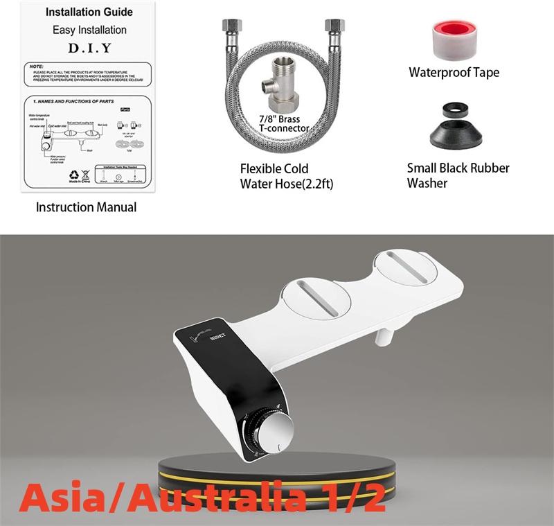 Toilet Bidet Bathroom Intelligent Non‑Electric Cold Hot Water Toilet Bidet Sprayer Set With Double Nozzle