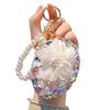 Rhinestone Bling Pocket Mirror Keychain Double-sided Round Folding Makeup Mirror Wristlet Bag Charm for Handbag Purse Travel Accessory
