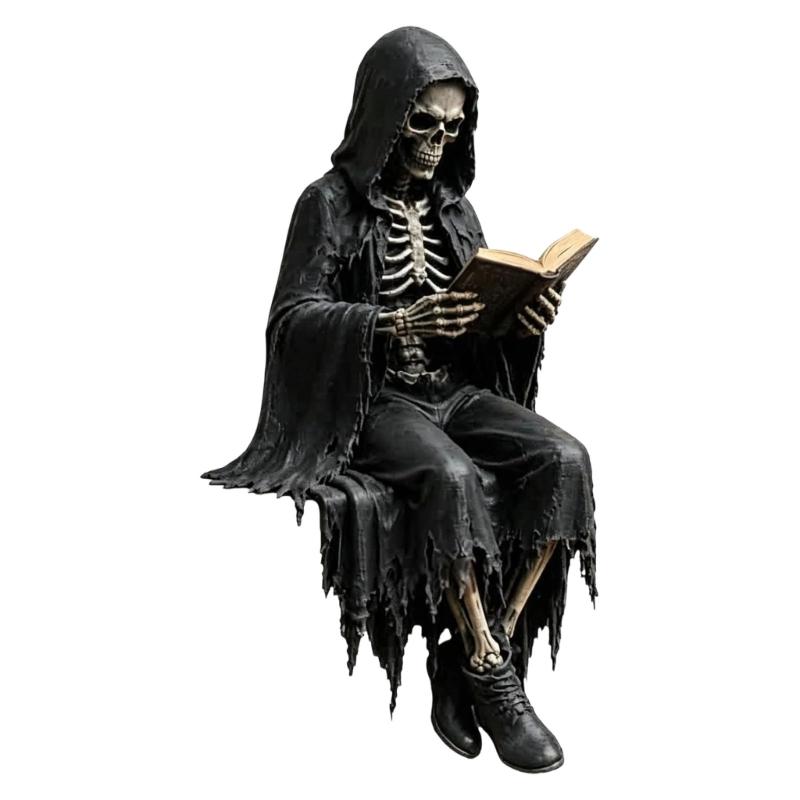 Literary Table Figure with Open Book, Hooded Shelf Decoration for Desk, Home Library, and Quiet Study Display Indoors