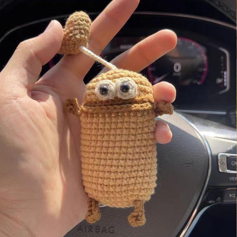 Customizable Wool Car Key Cover with Buckle and Key Pendant