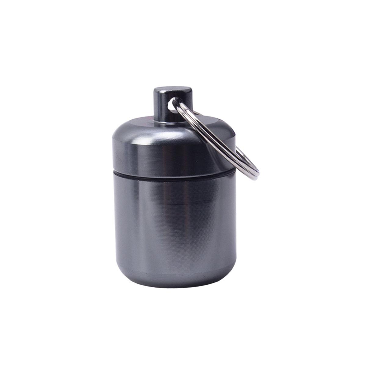 

Compact Aluminum Medicine Canister with Keychain - Also Great for Coins & Earbuds