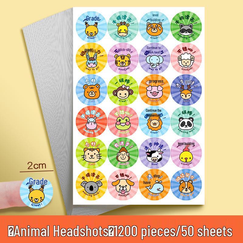 Cartoon Reward Stickers for Kids - Cute Praise and Decoration for Elementary and Kindergarten
