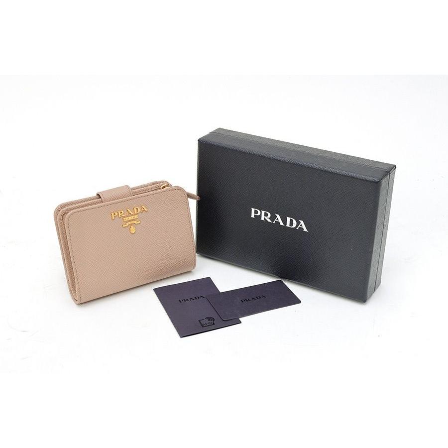 Used Prada / PRADA Saffiano Compact Wallet / Bifold Wallet 1ML018 Leather Cipria (Pink Beige) [Used]