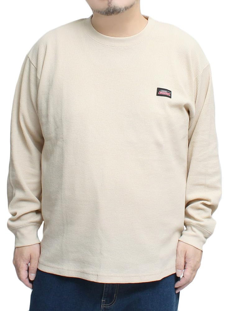 

Genuine Dickies Men s Long Sleeve T-Shirt, Waffle Fabric, Logo Print, Crew Neck, Size 2L, Beige (18)