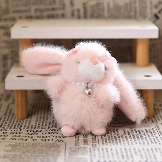Doll Pendant Keychain Cartoon Rabbit Plush Keyring with Heart Necklace Car Key Holder Pendant Backpack Accessories