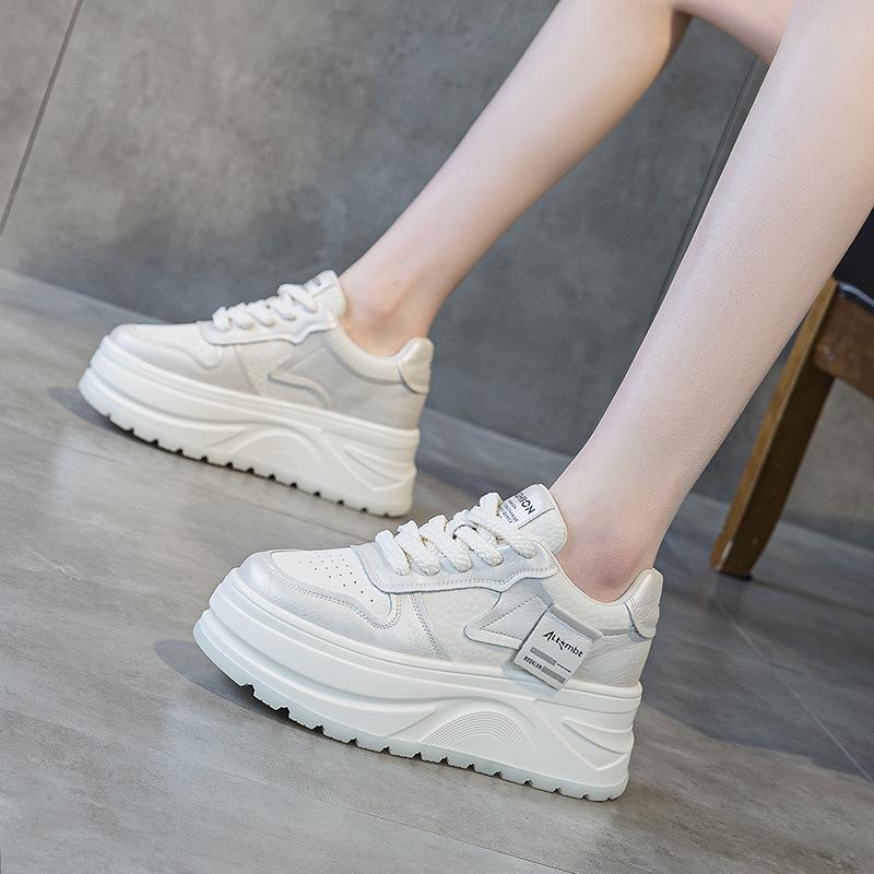 2025 Spring Little White Shoes Women's Thick Sole Heightening Small Size Heightening Sports Women's Shoes Casual Muffin Baseplate Shoes