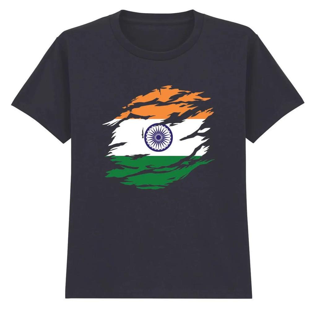 Indische Flagge Indien Lnder Kinder T Shirt Distressed Design Vintage Top For Everyday Wear Designer Clothes Unisex