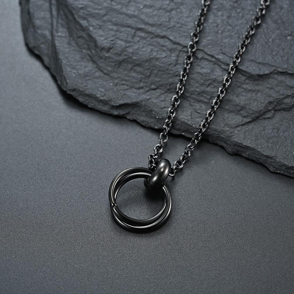 

Простое двойное кольцо Двойное кольцо Модное мужское и женское художественное ожерелье Японское ретро Модная парная подвеска