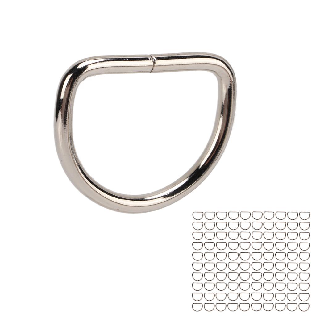 100 st Metall D-ringar Kraftig Hundhalsband D-formade Klämmor för Husdjur Bagage Bröstrem