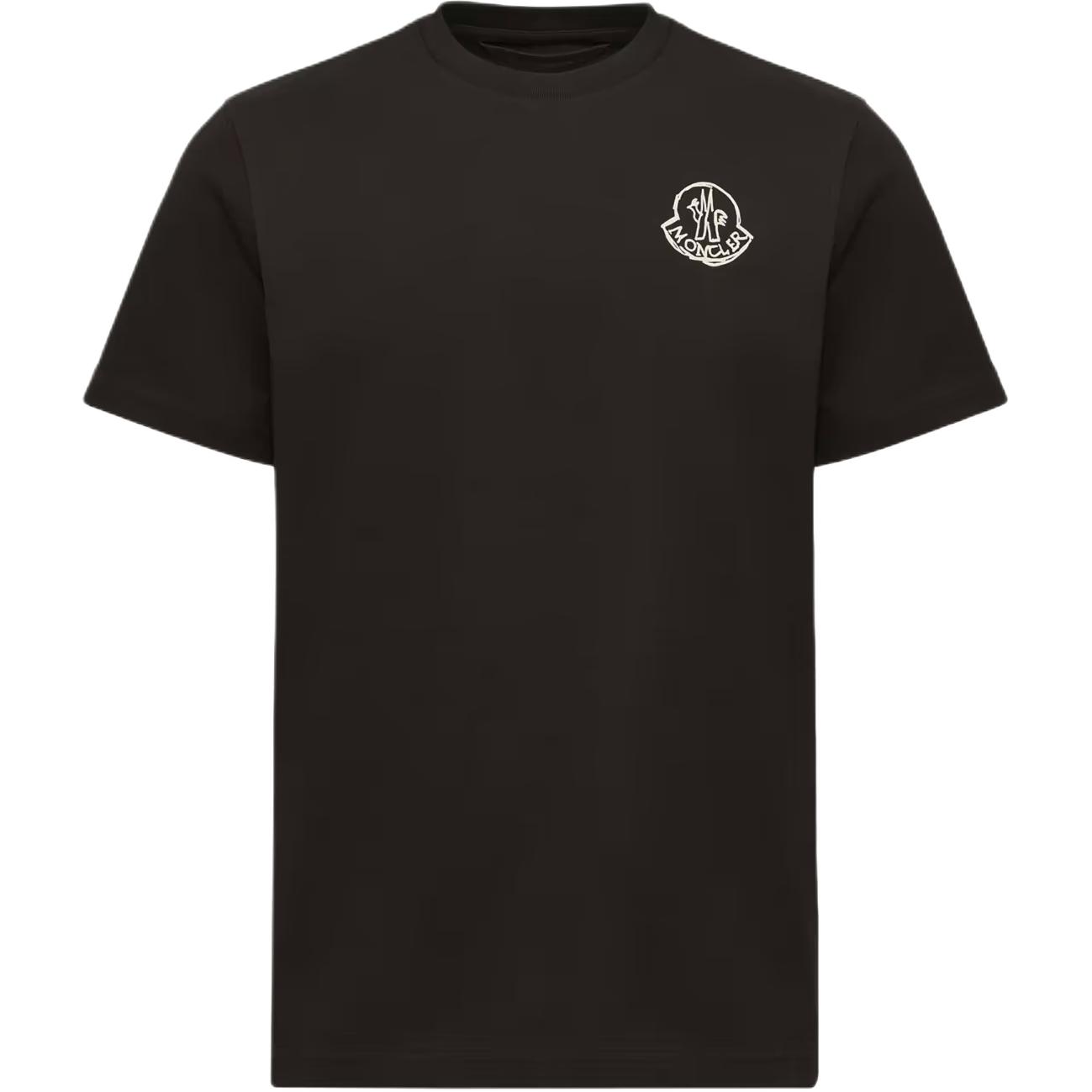 Moncler SS26 T-shirt Patch en Jersey de Coton Logo T-shirts Homme L20918C0002589AUG999 L black