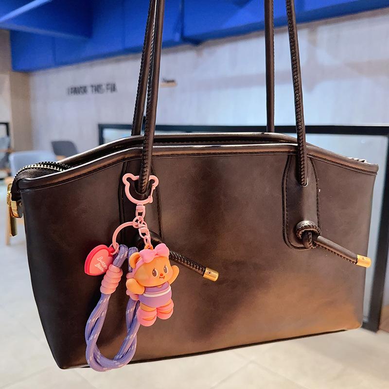 Cute Cartoon Picnic Adventure Butter Bear Keychain Cute Bag Charm Pendant
