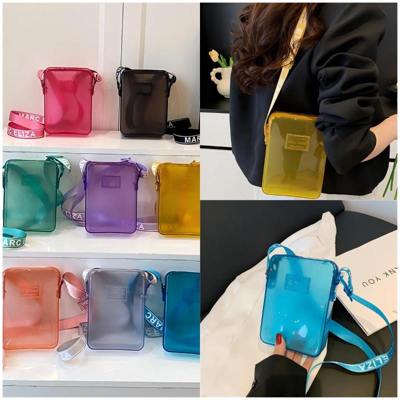 Fashionable PVC Messenger Bag Transparent Shoulder Bag Waterproof Square Bag Handbag Phone Bag Women Lipstick Key Storage Bag