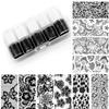 10 Rollen 2,5*50cm Nieuw Zwart Wit Kant Transfer Folie Nail Art Sexy Volledige Wraps Bloem Lijm Lijm DIY Manicure Styling Gereedschap
