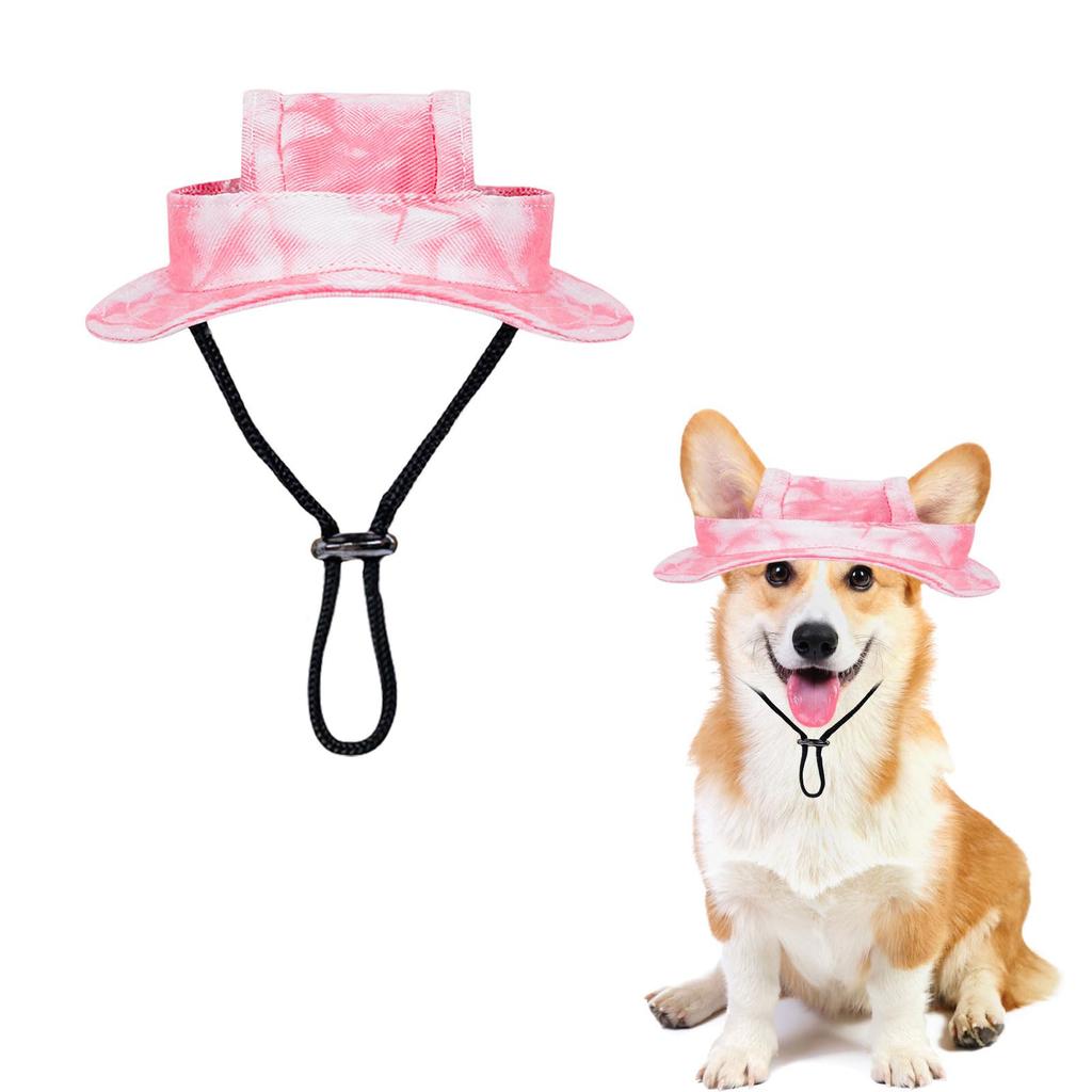 Adjustable Pet Hat with Wide Brim and Ear Hole Design Lightweight Sun Protection Cap for Dogs and Cats Outdoor Use