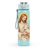 1PC Saint Man Holding Lamb Print 750ml Color Plastic Sports Water Bottle Leakproof Flip Straw Lid Suitable for Sports Office Home Use