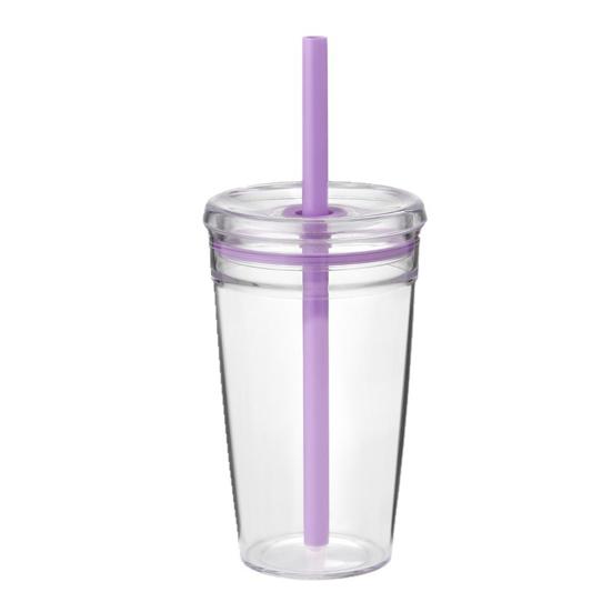 Water Cup with Lid And Straw 450ML BPA-Free Reusable Iced Coffee Cup Clear Plastic Drinkware for Tea Smoothies
