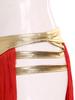 Womens Fringed Dance Outfit Halter Top Lace Up Gold Trim Crop Top Irregular Hem Slit Tiered Skirt