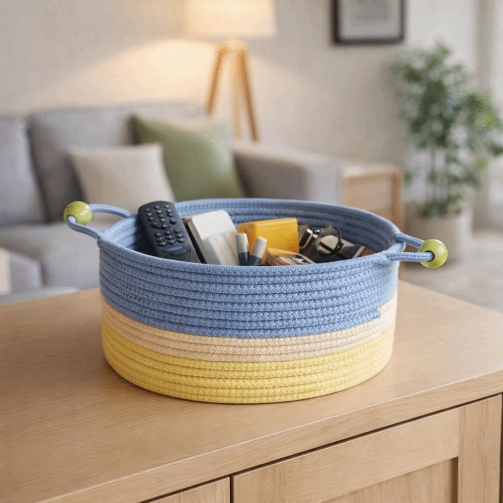 Large Capacity Cotton Rope Storage Box Handmade Desktop Organizer  Living Room