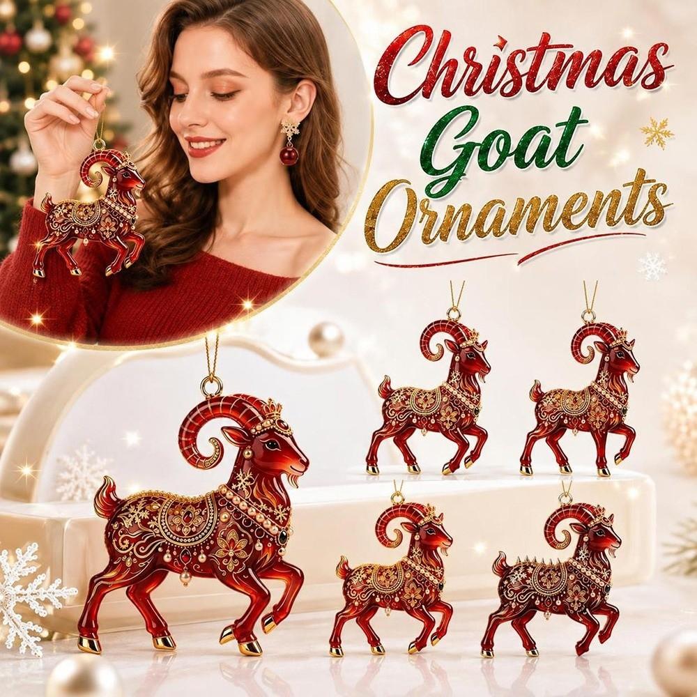 Acrylic Goat Hanging Ornament 2D Flat Christmas Tree Ornament Animal Hanging Decoration Bag Charms