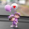 Purple Pajamas Couple Car Ornaments Kiss Balloon Doll Auto Center Console Figure  Auto Decoration