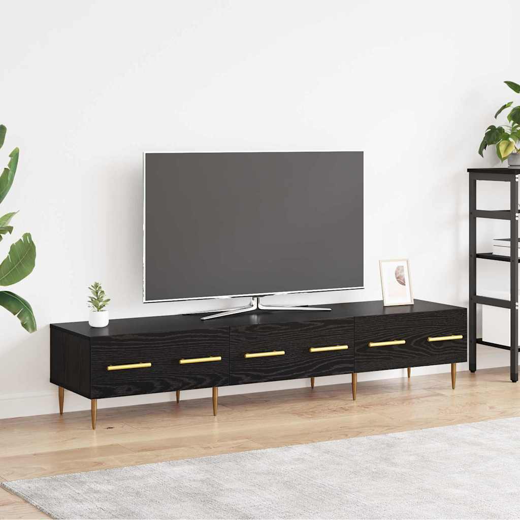 TV Cabinet Black Oak Effect 150 X 36 X 30 Cm Particleboard