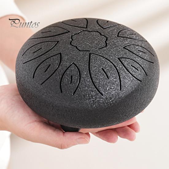 Compact Music Drum 6-Inch Steel Tongue with Mallets Note Stickers 11 Notes C Key Yoga Meditation Sound Therapy Hand Pan Musical Percussion Instrument