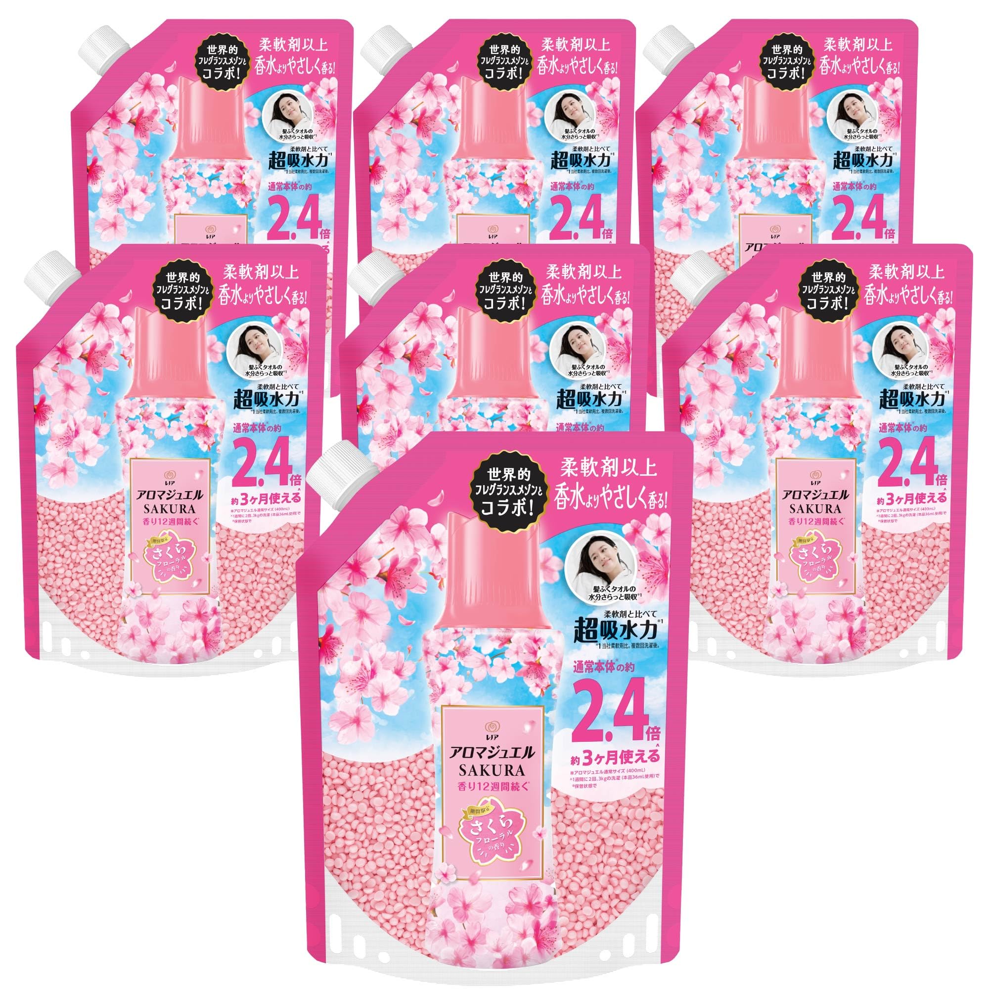 

Lenor Aroma Jewel SAKURA Аромат Сакуры Цветочный 990мл х 7 пакетов Бусины, Аромат, Запасной блок, [Большой объем] [Поштучно]